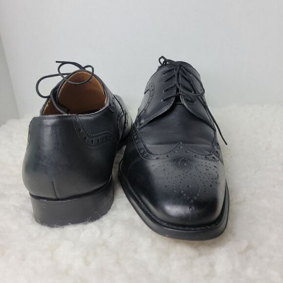 Magnanni Mens Shoes  Size 8.5  Brogue Wingtip Black Leather Derby Oxford 13974